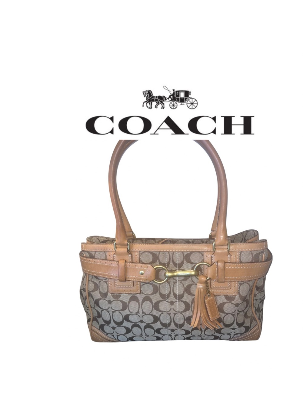 Coach Hampton Vintage Signature Canvas & Leather Shoulder Bag